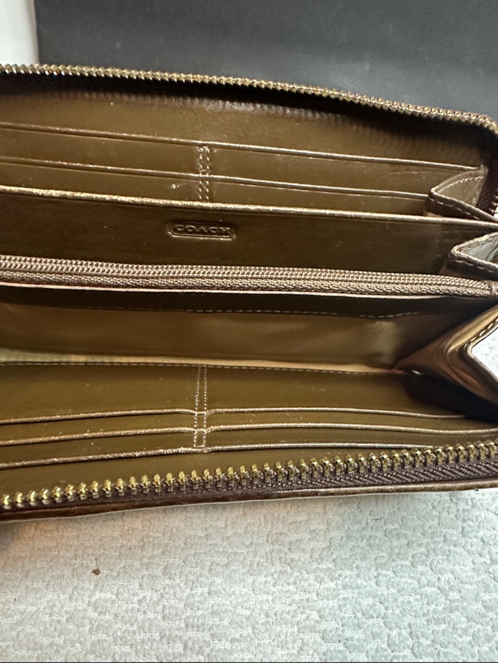 Coach Gold and Brown Patchwork Zip Wallet - Picture 5 of 11